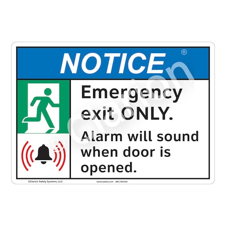 ANSI/ISO Compliant Notice Emergency Exit Safety Signs Indoor/Outdoor Aluminum (BE) 14 X 10